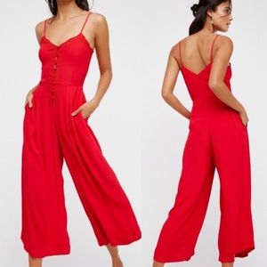 Free People | NWT Eileen Red Wide Leg Jumpsuit 2
